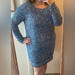 Michael Kors royal blue/white knit style fabric long sleeve dress.